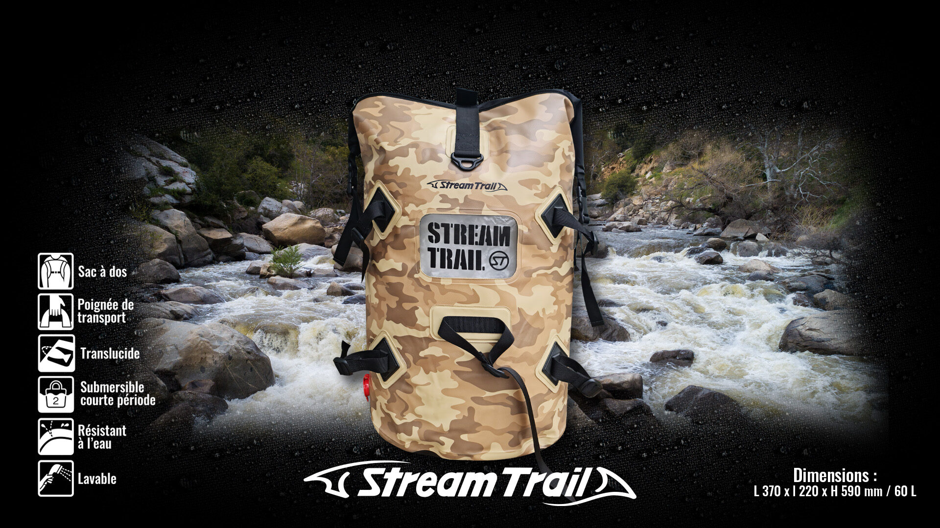 STREAMTRAIL DRY TANK CAMO 60L – Way Of Fishing